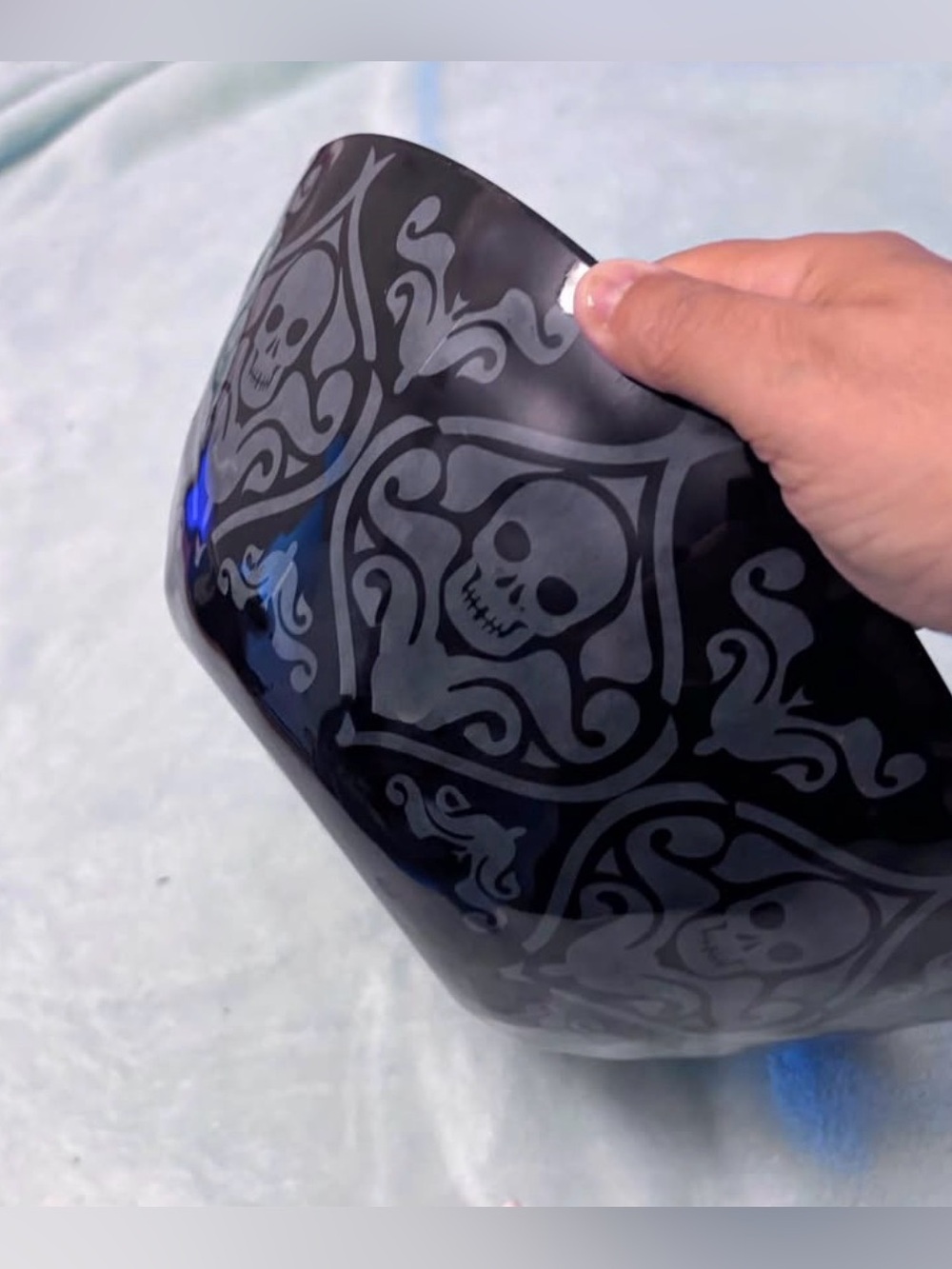 Black Skull-Pattern serving bowl plastic